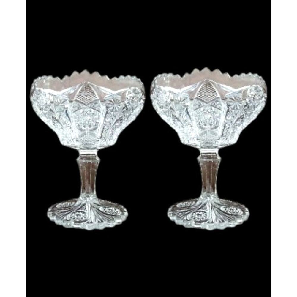 Antique Imperial Glass Company 2 compote bowls | No 505 Bellaire pattern | EUC